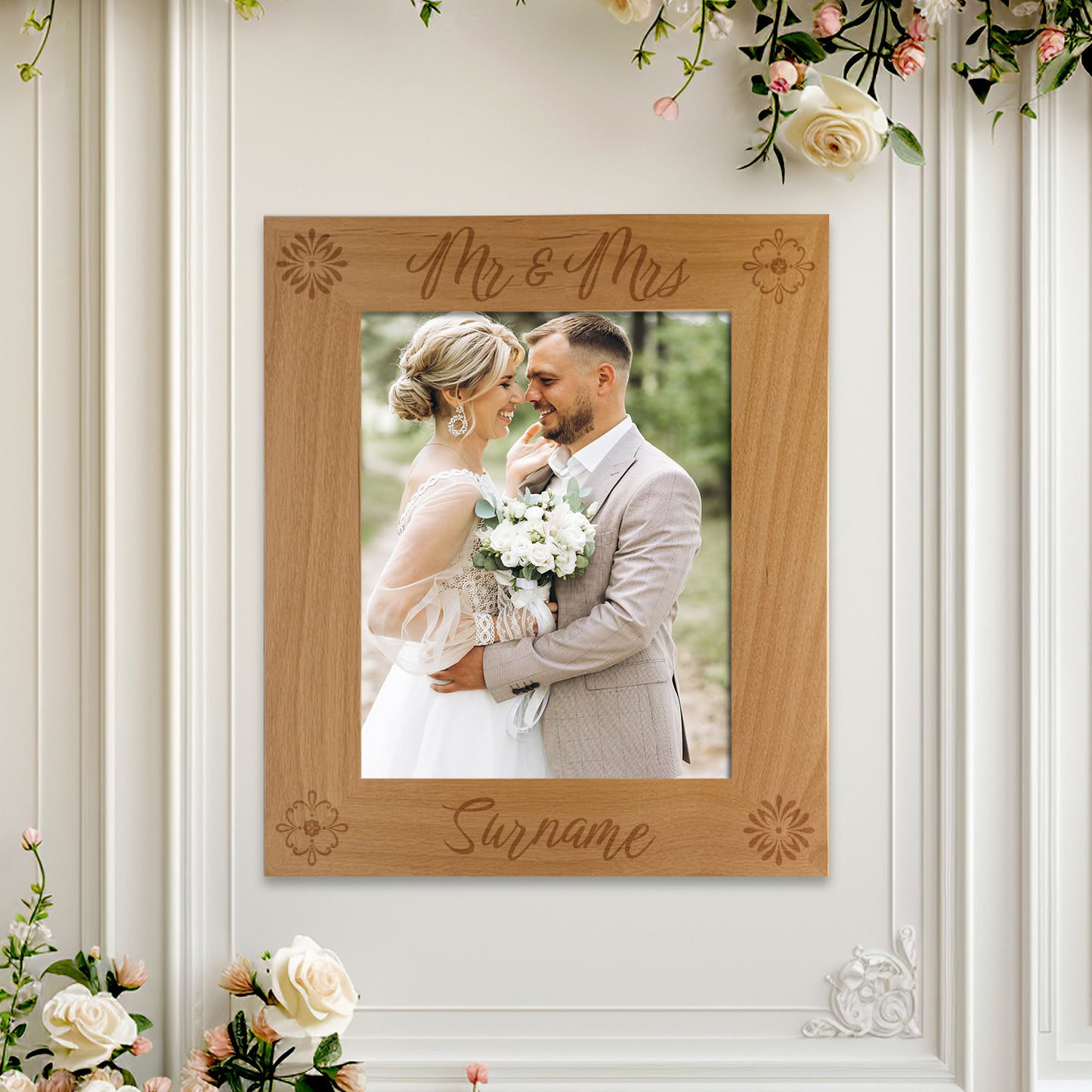 Personalized Mr & Mrs Red Alder Picture Frame 4 x 6 003