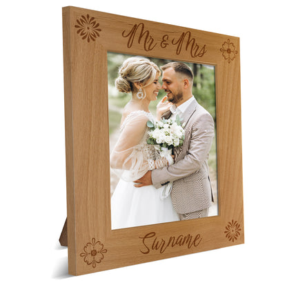 Personalized Mr and Mrs Red Alder Picture Frame 5 x 7 003