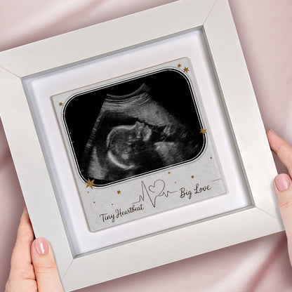 Baby Scan Gift – Tiny Heartbeat Big Love Personalized Framed Ceramic Tile