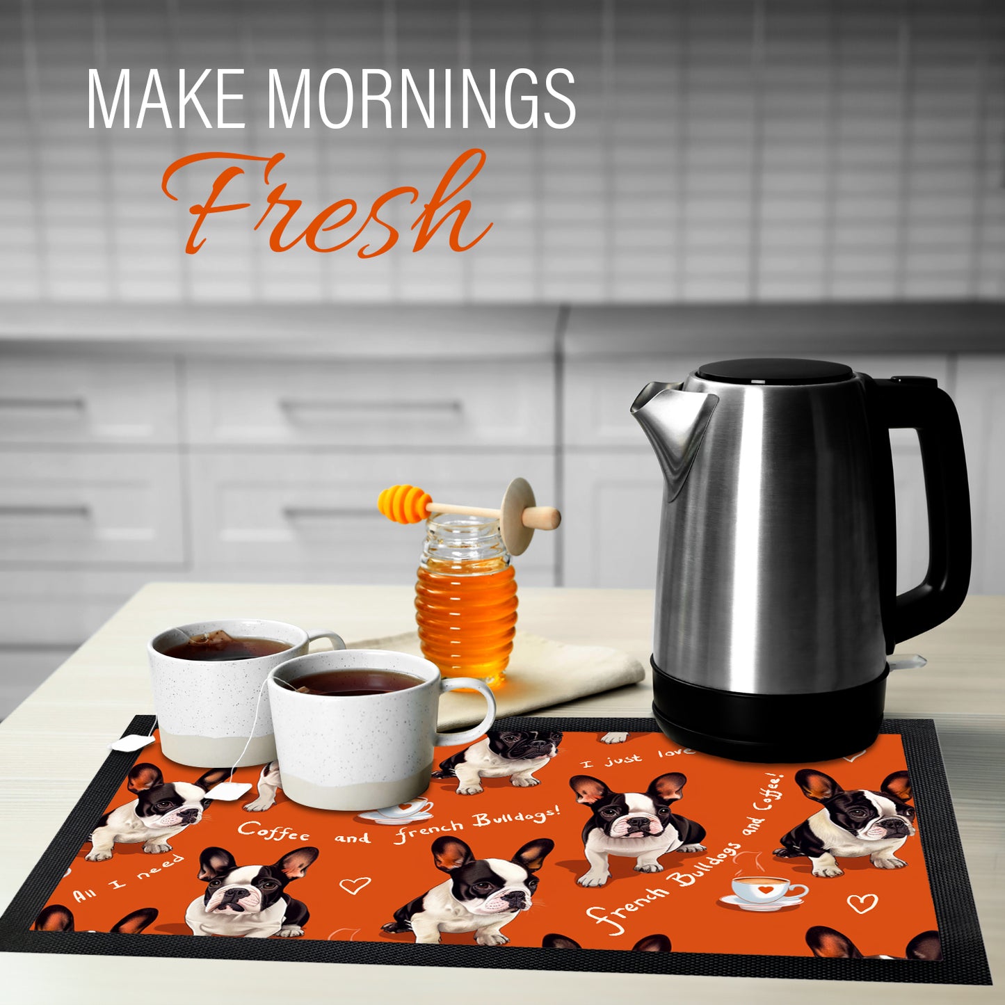 Coffee And French Bulldogs - Hot Drinks Mat