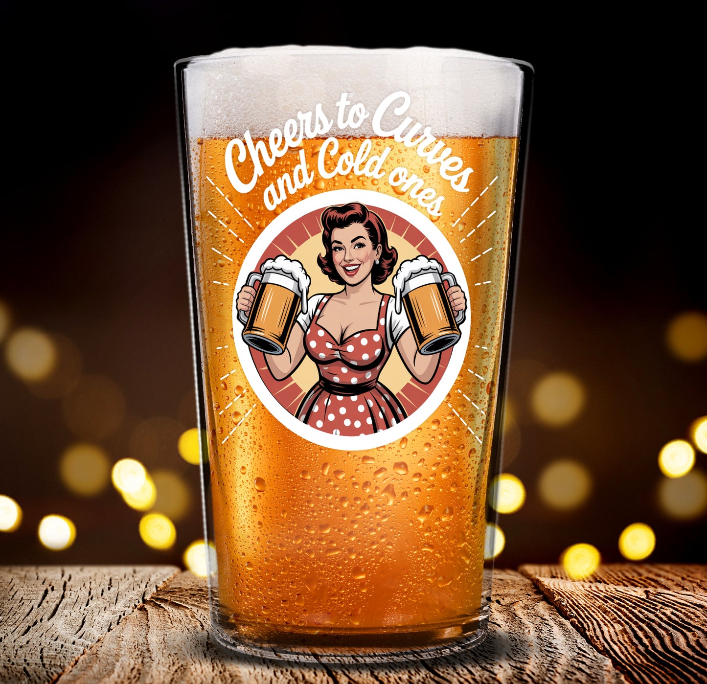 Funny Beer Glass – Cheers to Curves and Cold Ones Pint Glass Gift
