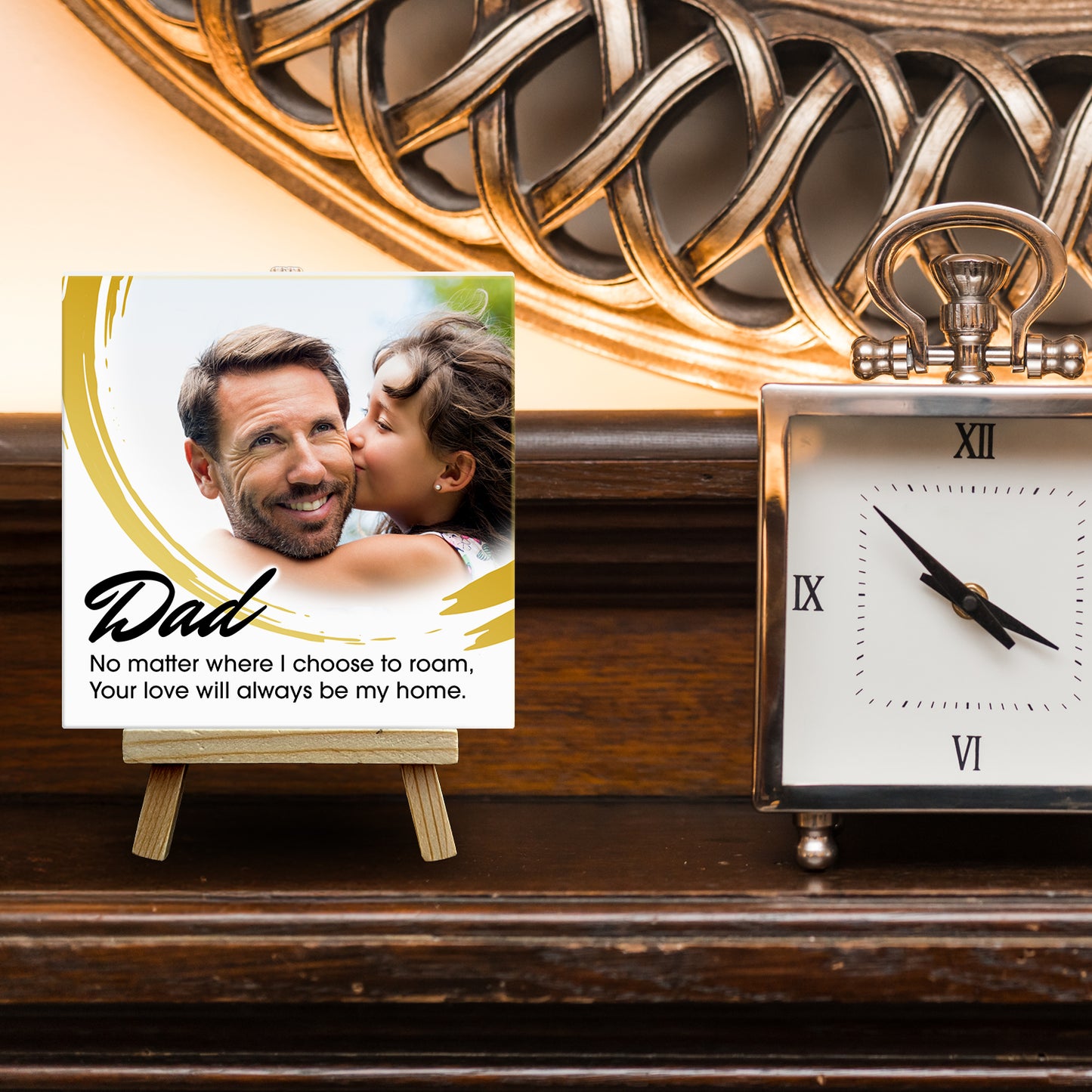 Gifts For Dad – Your Love Is My Home Personalised Tile with Easel
