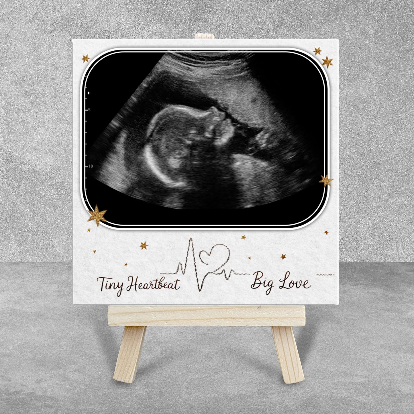 Baby Scan Gift – Tiny Heartbeat Big Love Personalized Tile with Easel