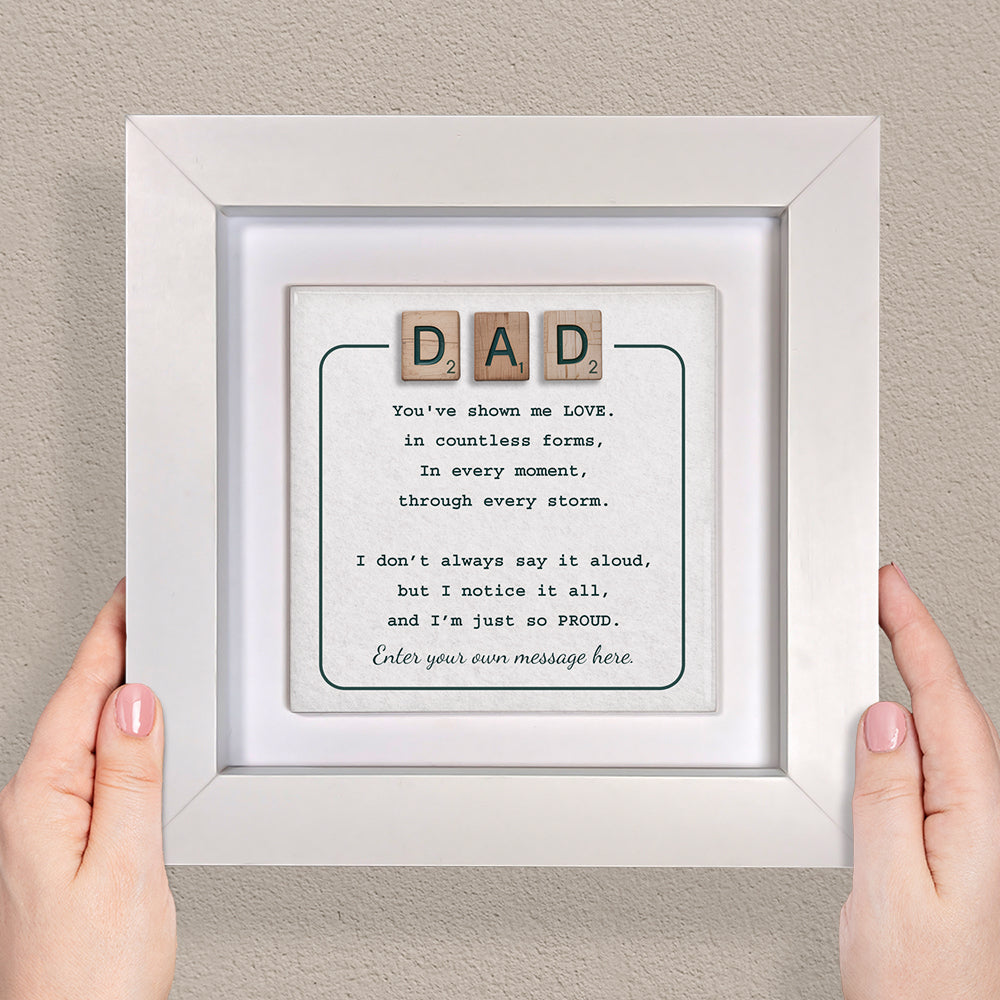 Gifts For Dad – Scrabble Style Love Verse Personalized Framed Ceramic Tile