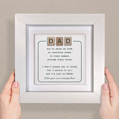 Gifts For Dad – Scrabble Style Love Verse Personalized Framed Ceramic Tile