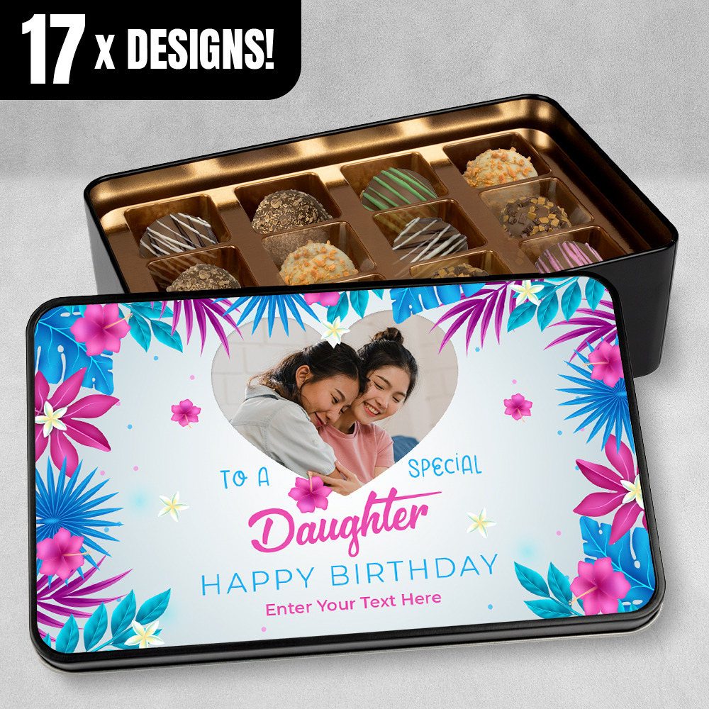 Birthday Gift For Daughter - Personalized Keepsake Tin of 12 Handmade Chocolates