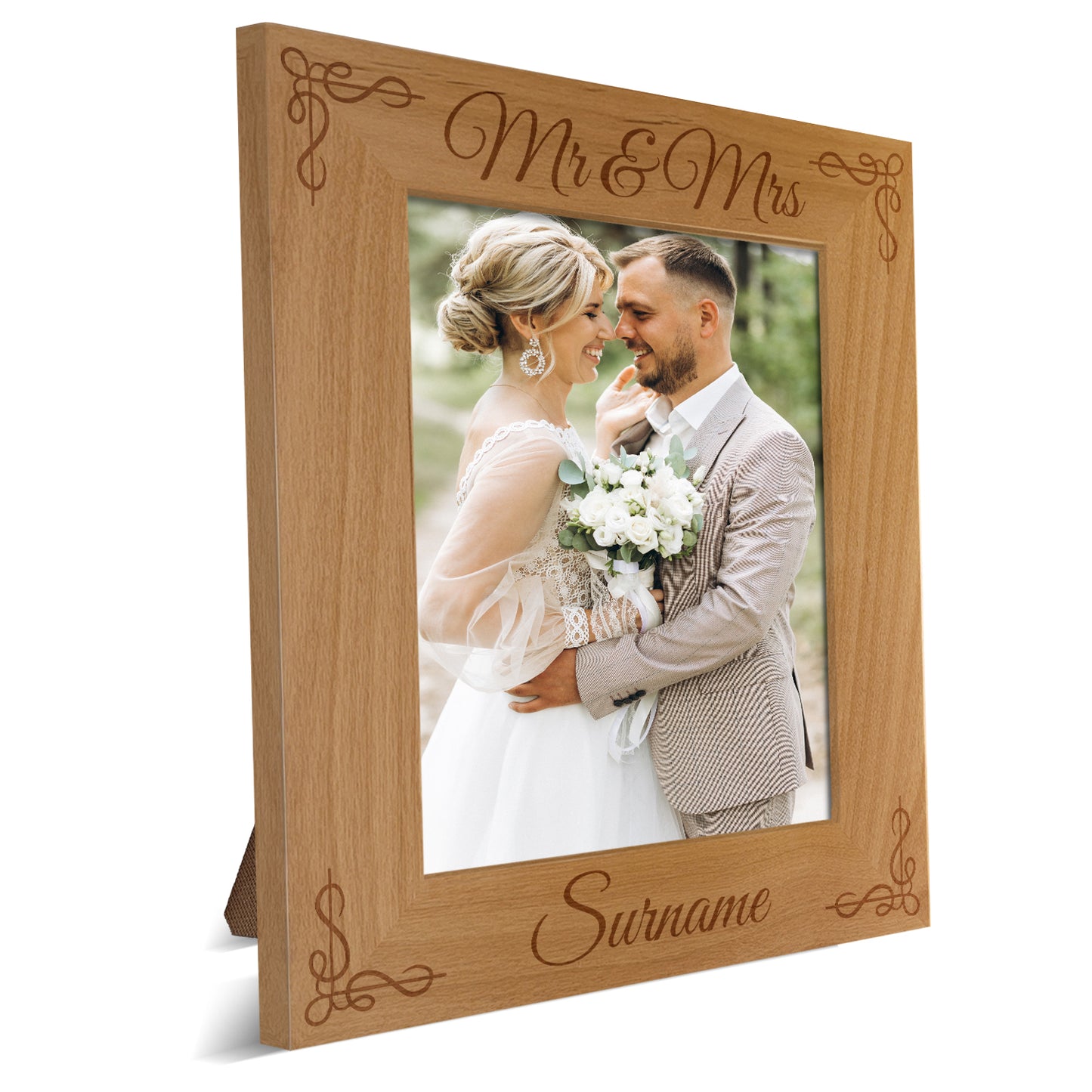 Personalized Mr & Mrs Red Alder Picture Frame 4 x 6 001