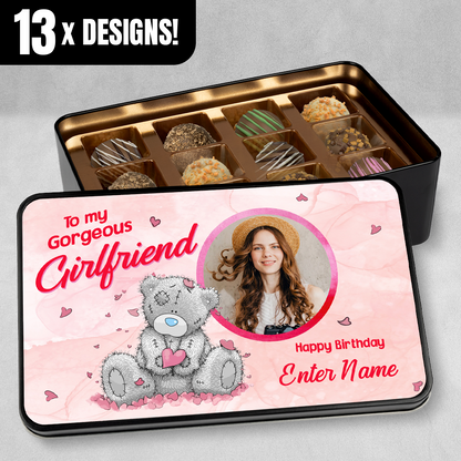 Birthday Gift For Girlfriend - Personalzed Keepsake Tin of 12 Handmade Chocolates