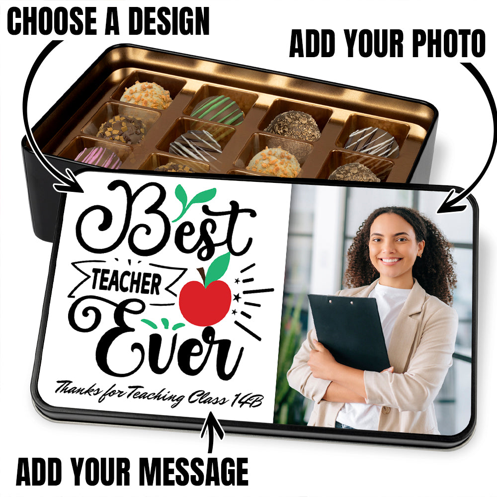 Gifts For Teacher - Personalized Keepsake Tin Of Chocolates With Photo Upload