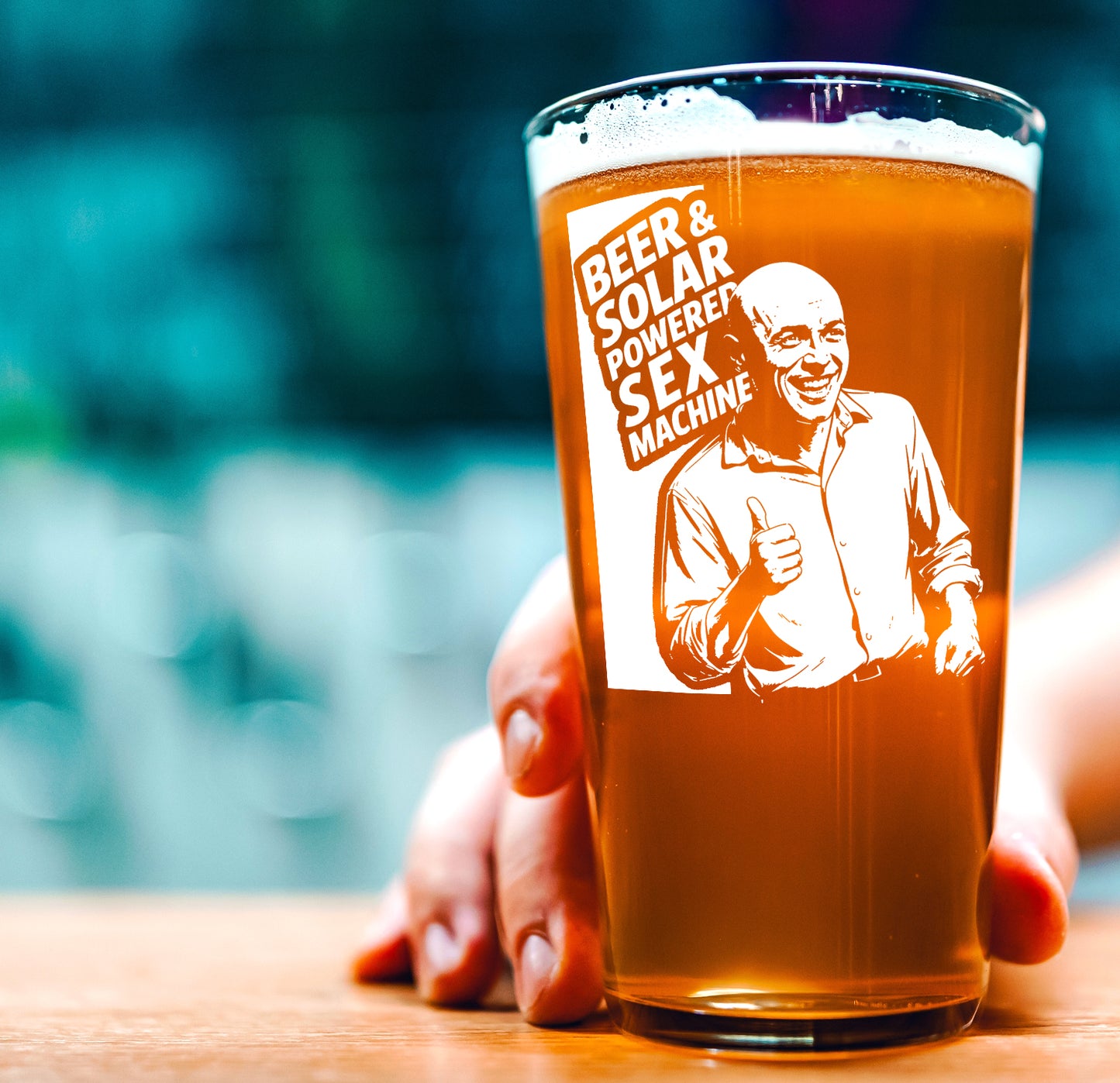 Funny Beer Glass – Beer & Solar Powered Sex Machine Pint Glass Gift