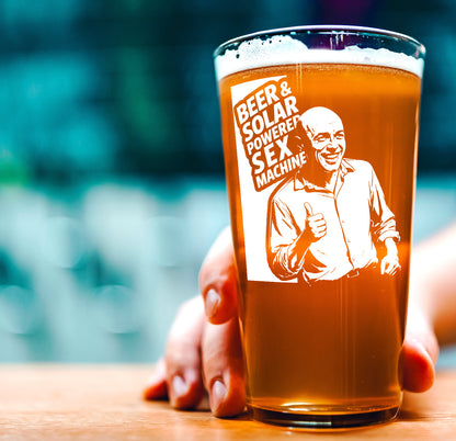 Funny Beer Glass – Beer & Solar Powered Sex Machine Pint Glass Gift