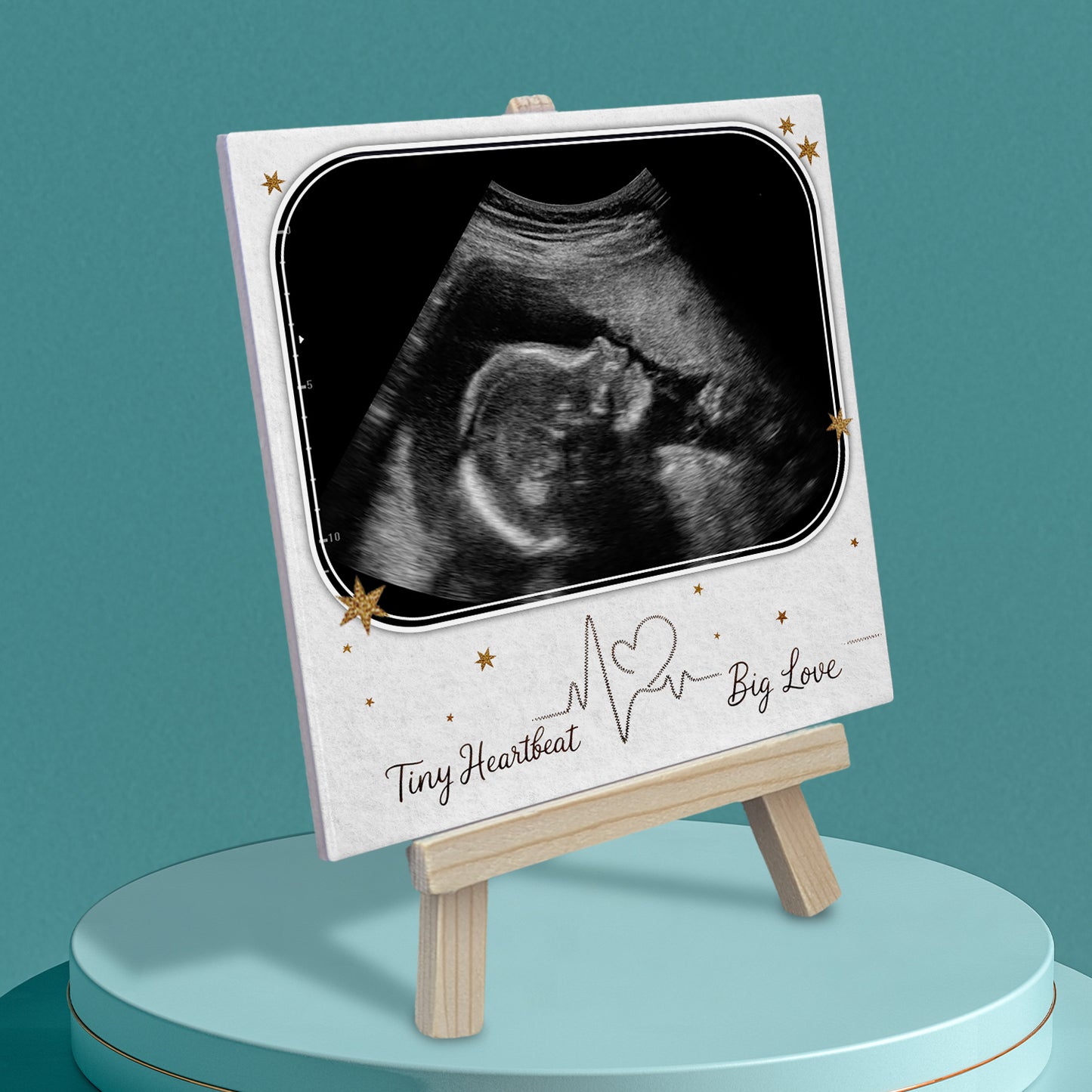 Baby Scan Gift – Tiny Heartbeat Big Love Personalized Tile with Easel
