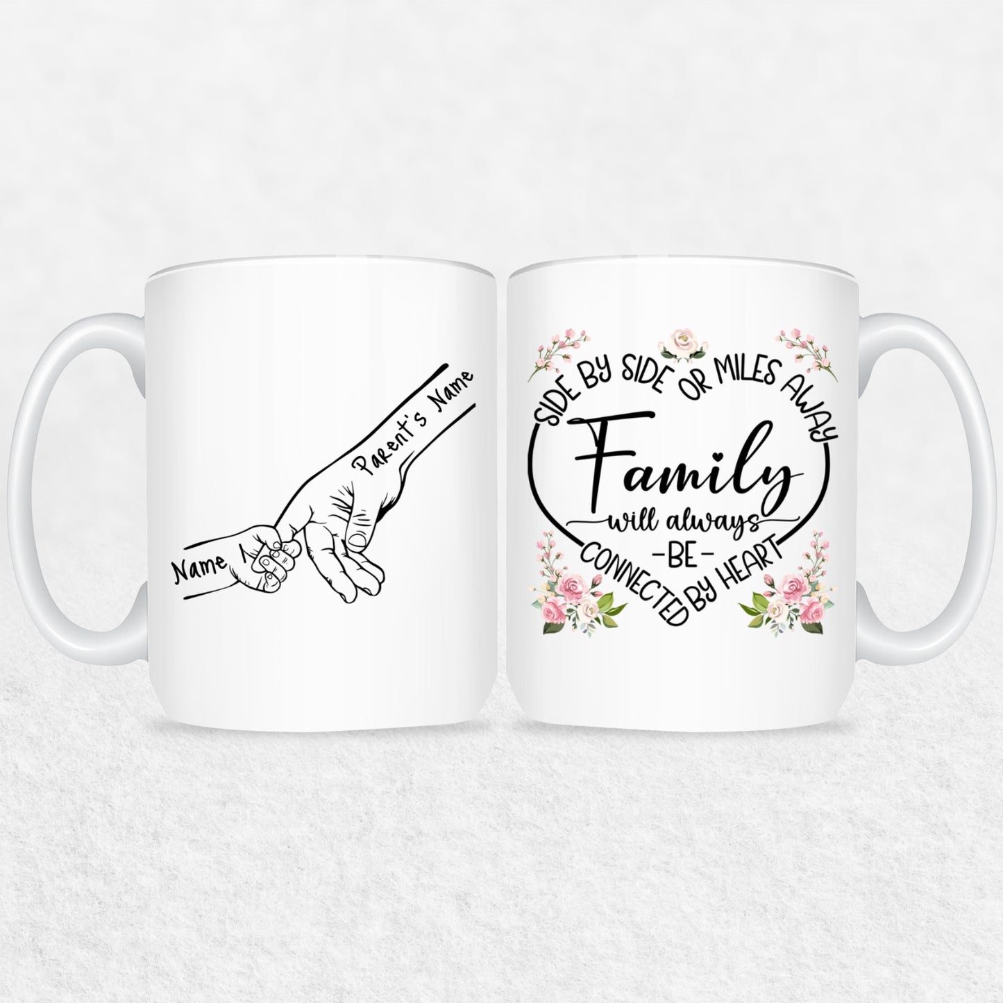 Family Hands Personalized Mug Gift - Up To 5 Kids - 2 Tone & White Mugs