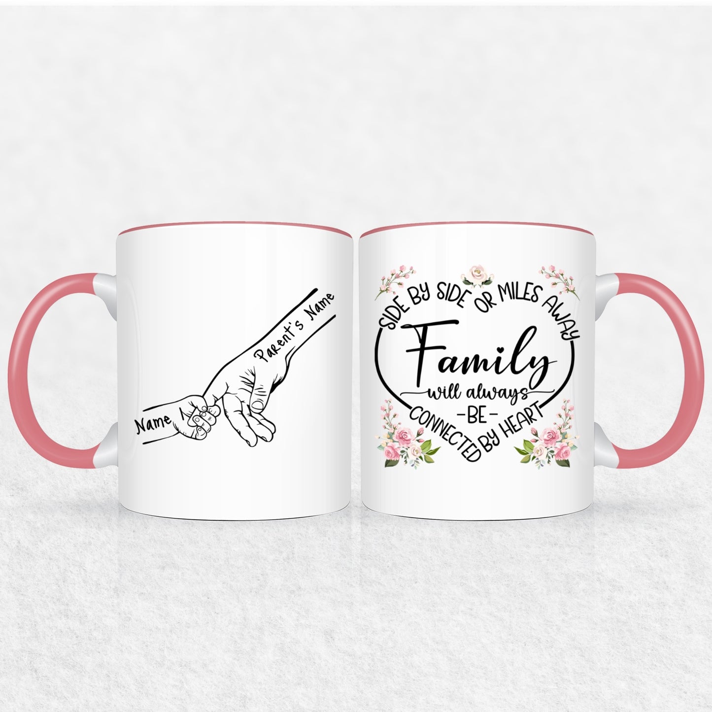 Family Hands Personalized Mug Gift - Up To 5 Kids - 2 Tone & White Mugs