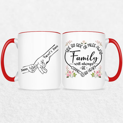Family Hands Personalized Mug Gift - Up To 5 Kids - 2 Tone & White Mugs