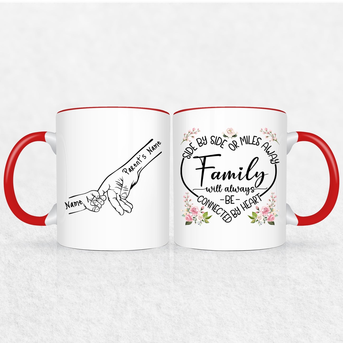 Family Hands Personalized Mug Gift - Up To 5 Kids - 2 Tone & White Mugs