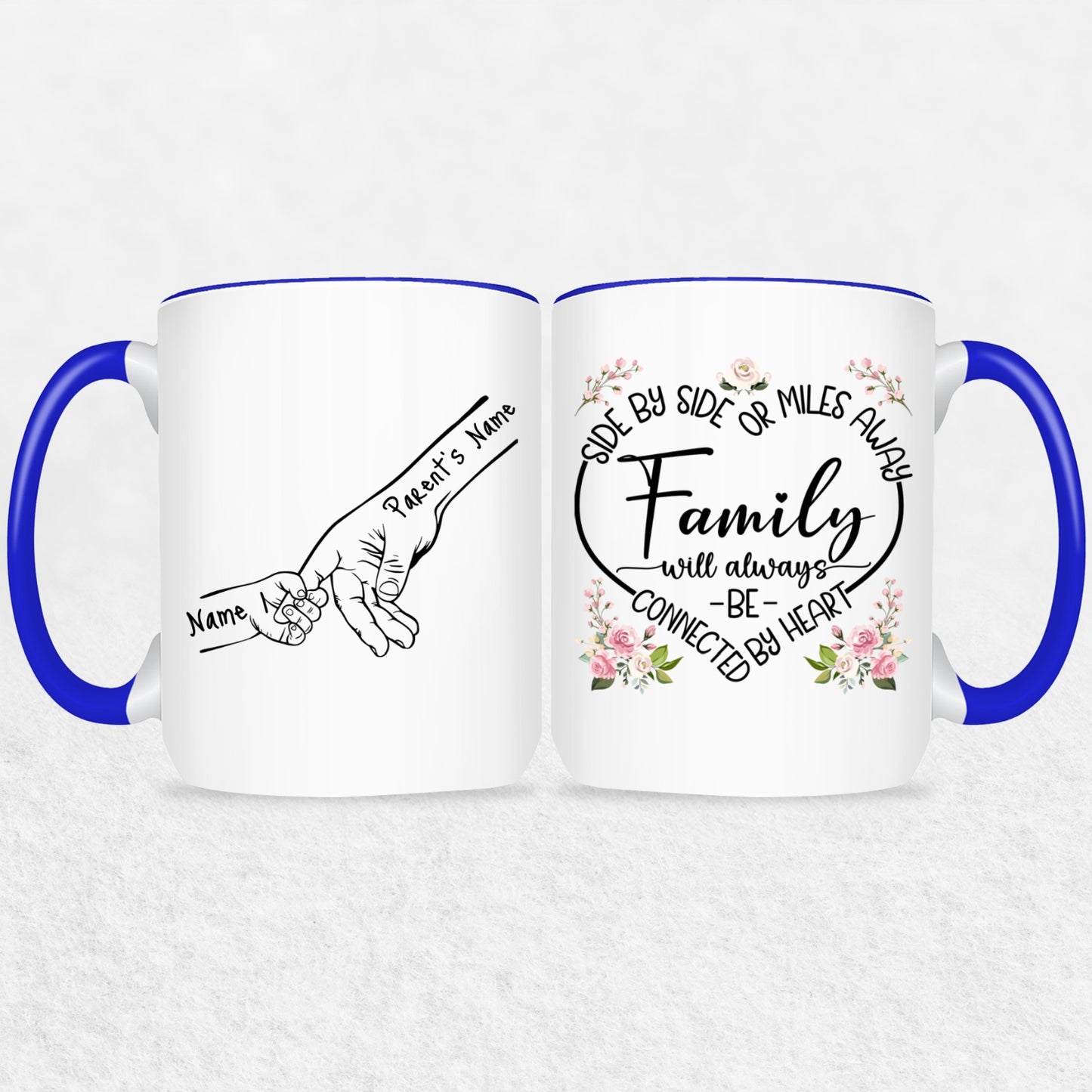 Family Hands Personalized Mug Gift - Up To 5 Kids - 2 Tone & White Mugs