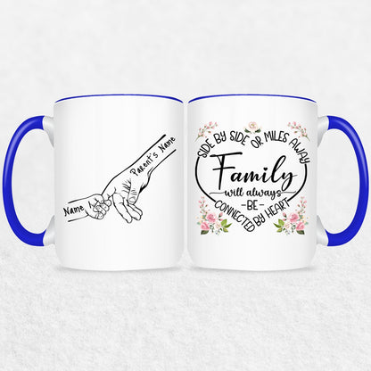 Family Hands Personalized Mug Gift - Up To 5 Kids - 2 Tone & White Mugs
