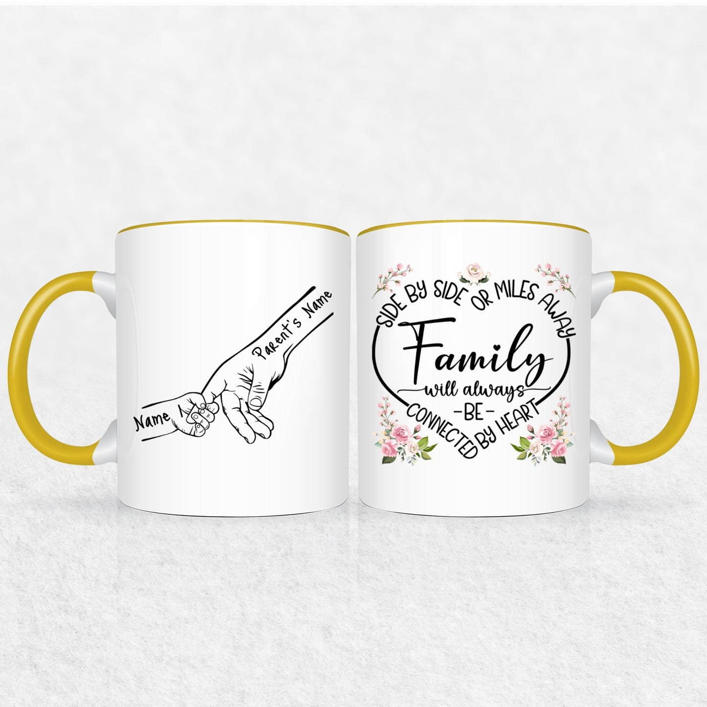 Family Hands Personalized Mug Gift - Up To 5 Kids - 2 Tone & White Mugs