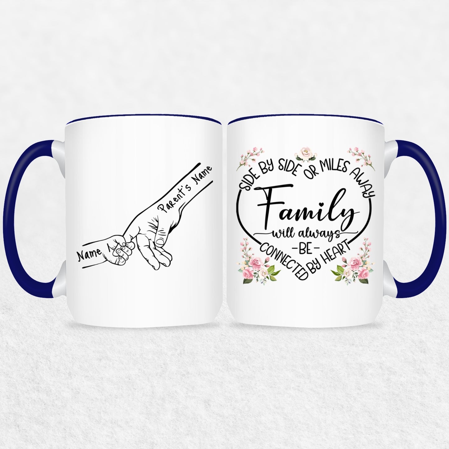 Family Hands Personalized Mug Gift - Up To 5 Kids - 2 Tone & White Mugs