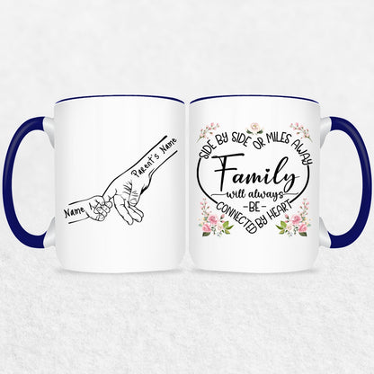 Family Hands Personalized Mug Gift - Up To 5 Kids - 2 Tone & White Mugs