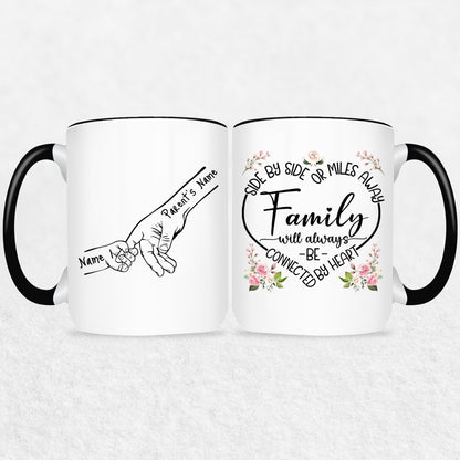 Family Hands Personalized Mug Gift - Up To 5 Kids - 2 Tone & White Mugs