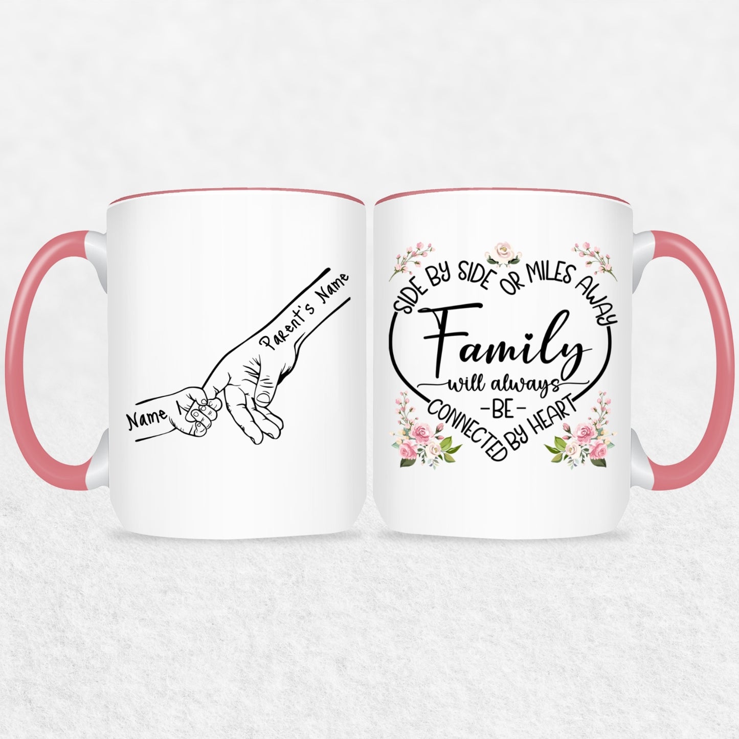 Family Hands Personalized Mug Gift - Up To 5 Kids - 2 Tone & White Mugs