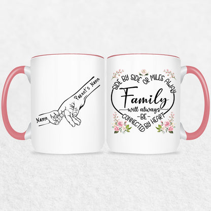 Family Hands Personalized Mug Gift - Up To 5 Kids - 2 Tone & White Mugs