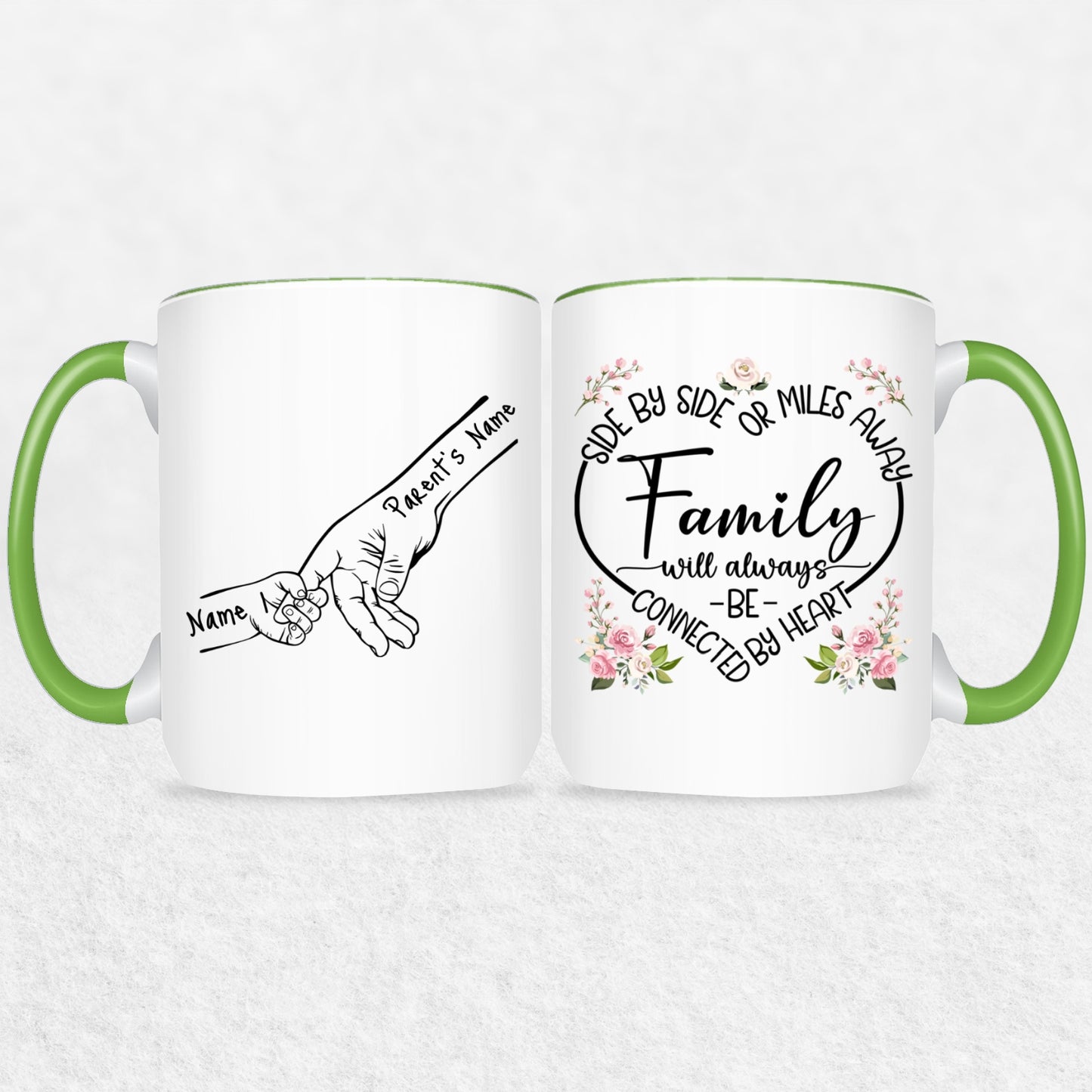 Family Hands Personalized Mug Gift - Up To 5 Kids - 2 Tone & White Mugs