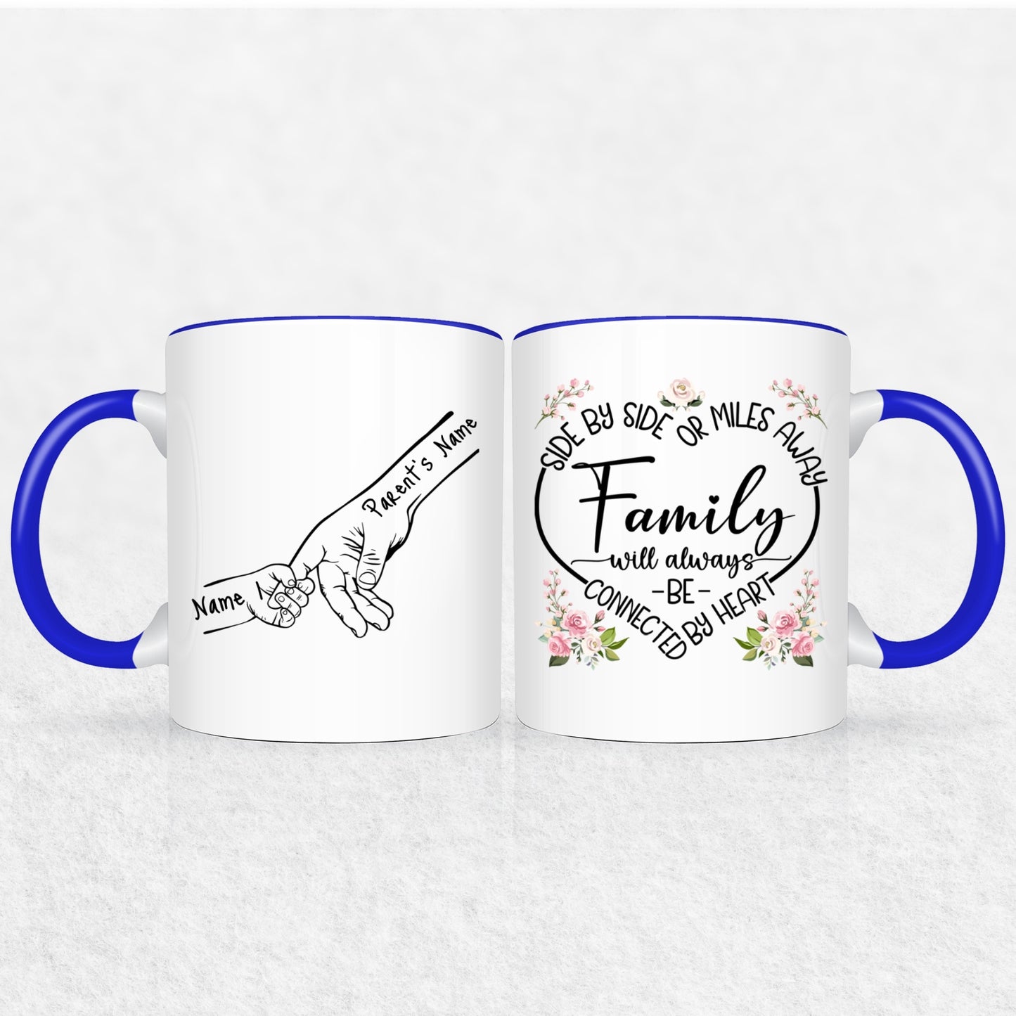 Family Hands Personalized Mug Gift - Up To 5 Kids - 2 Tone & White Mugs