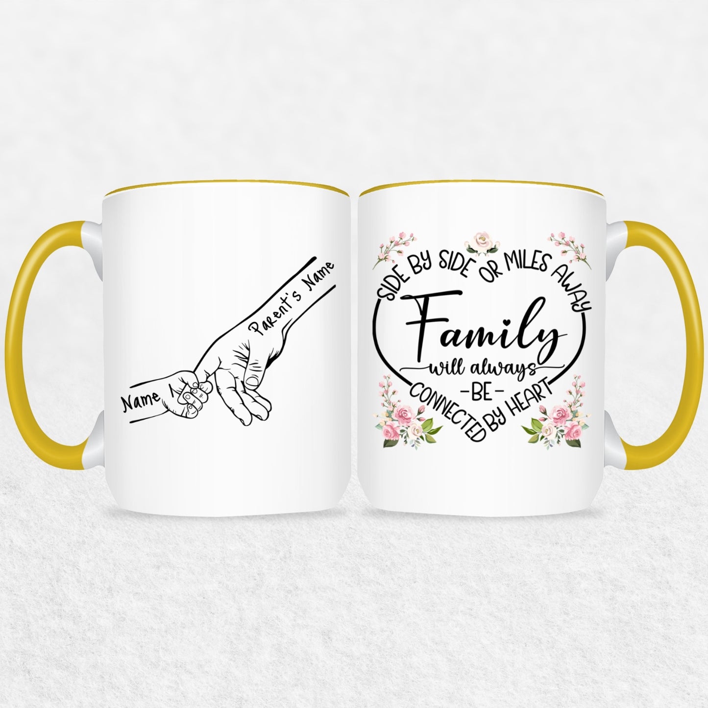 Family Hands Personalized Mug Gift - Up To 5 Kids - 2 Tone & White Mugs