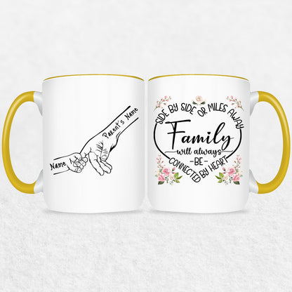 Family Hands Personalized Mug Gift - Up To 5 Kids - 2 Tone & White Mugs