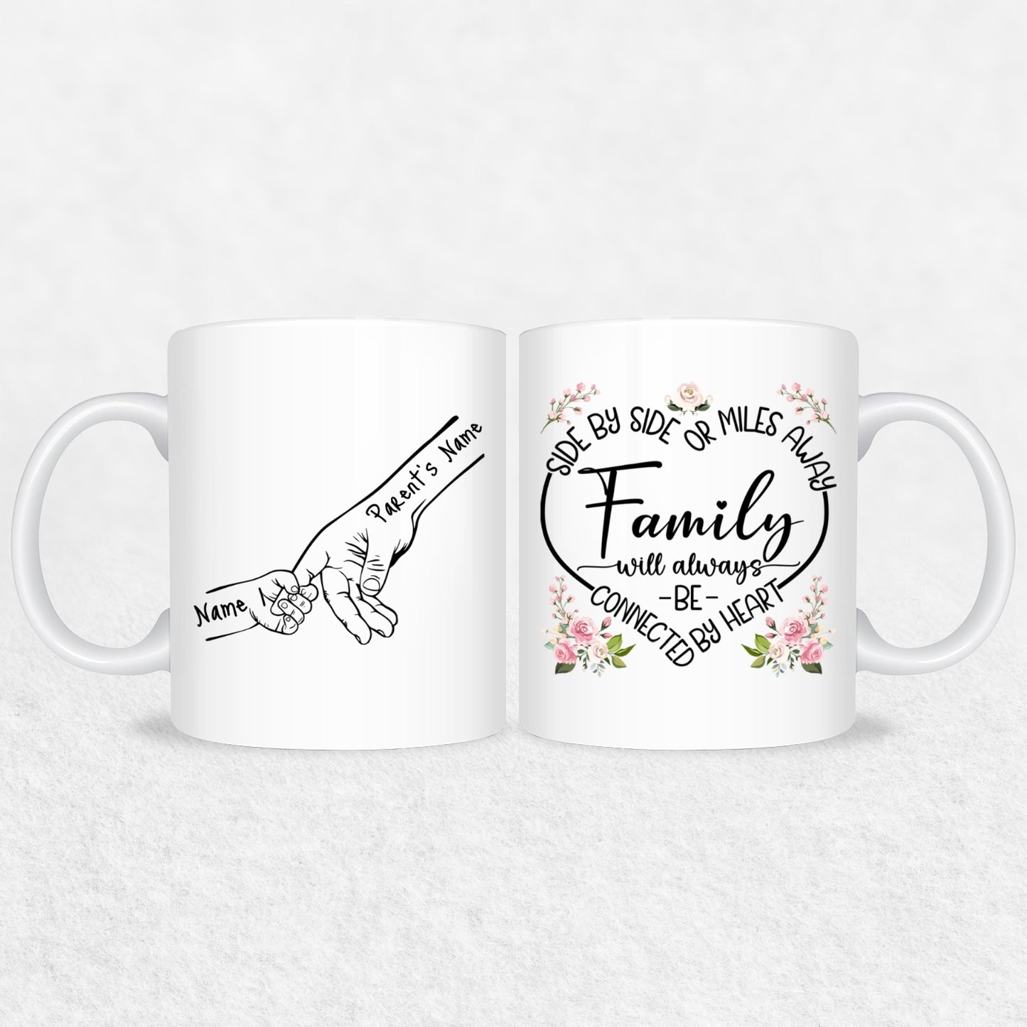 Family Hands Personalized Mug Gift - Up To 5 Kids - 2 Tone & White Mugs
