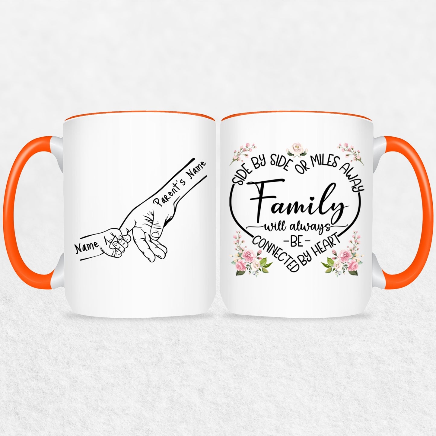 Family Hands Personalized Mug Gift - Up To 5 Kids - 2 Tone & White Mugs