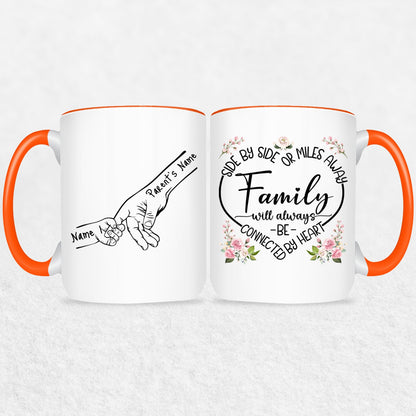Family Hands Personalized Mug Gift - Up To 5 Kids - 2 Tone & White Mugs