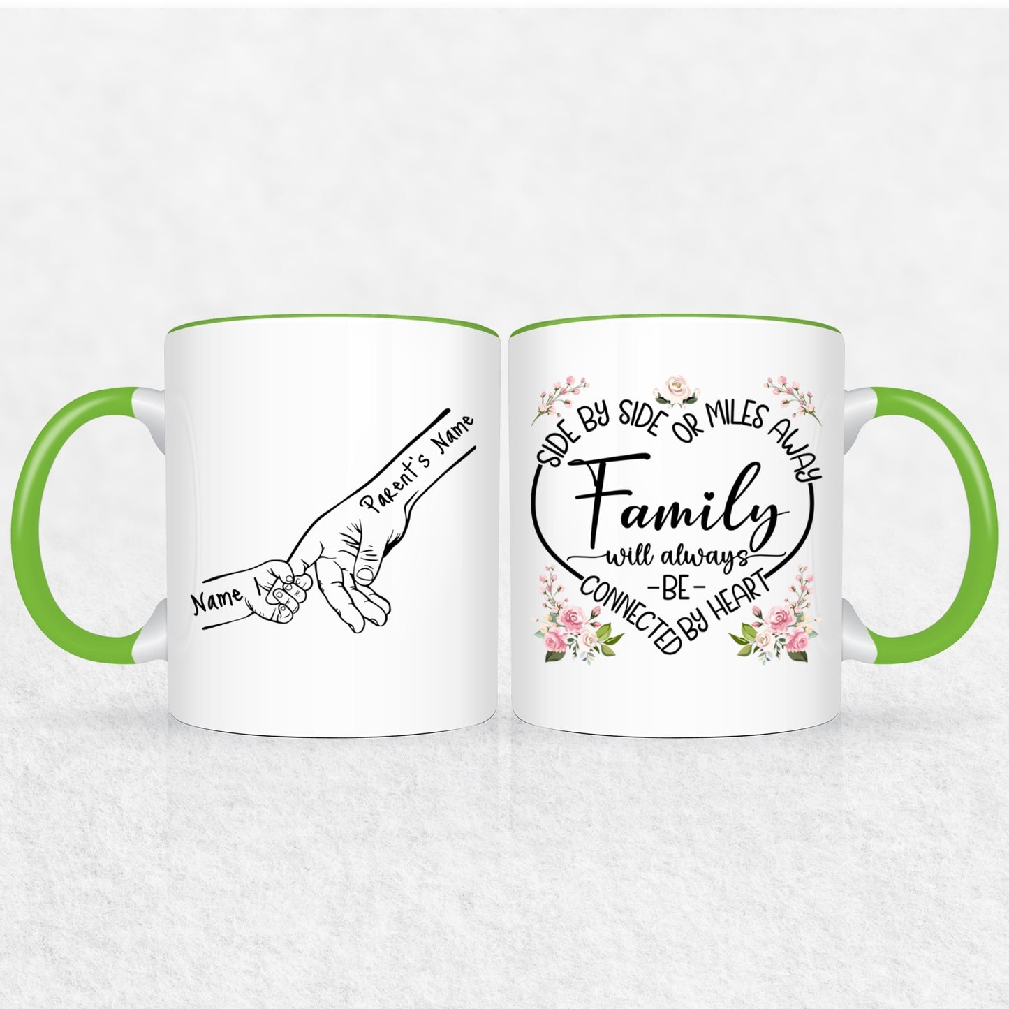 Family Hands Personalized Mug Gift - Up To 5 Kids - 2 Tone & White Mugs