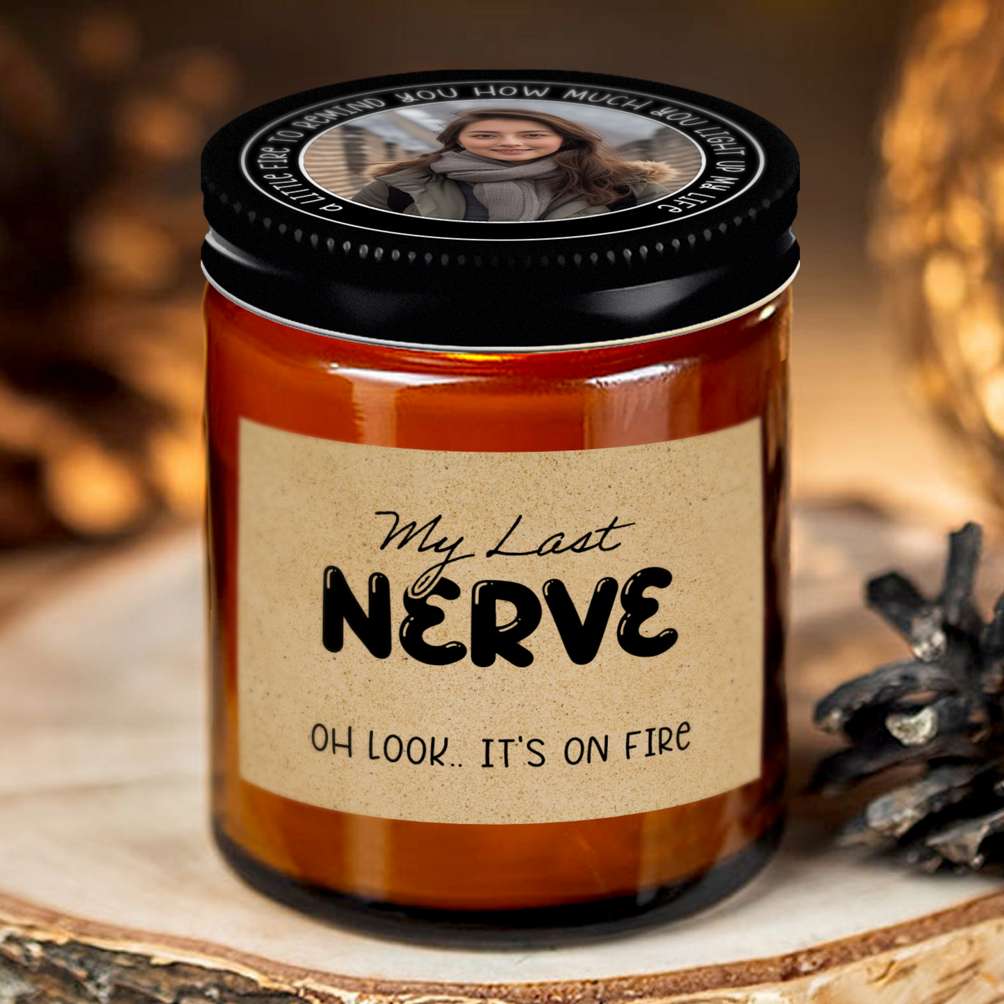 Gifts For Partner - My Last Nerve - Candle Jar With Lid