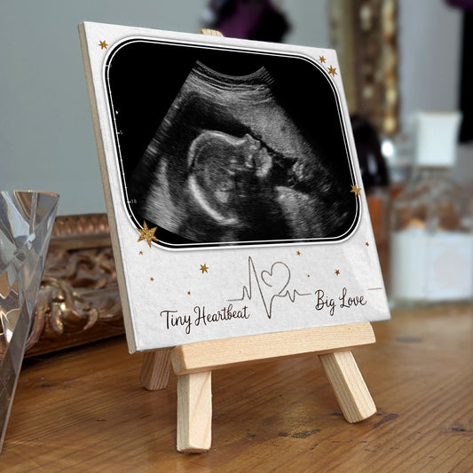 Baby Scan Gift – Tiny Heartbeat Big Love Personalized Tile with Easel