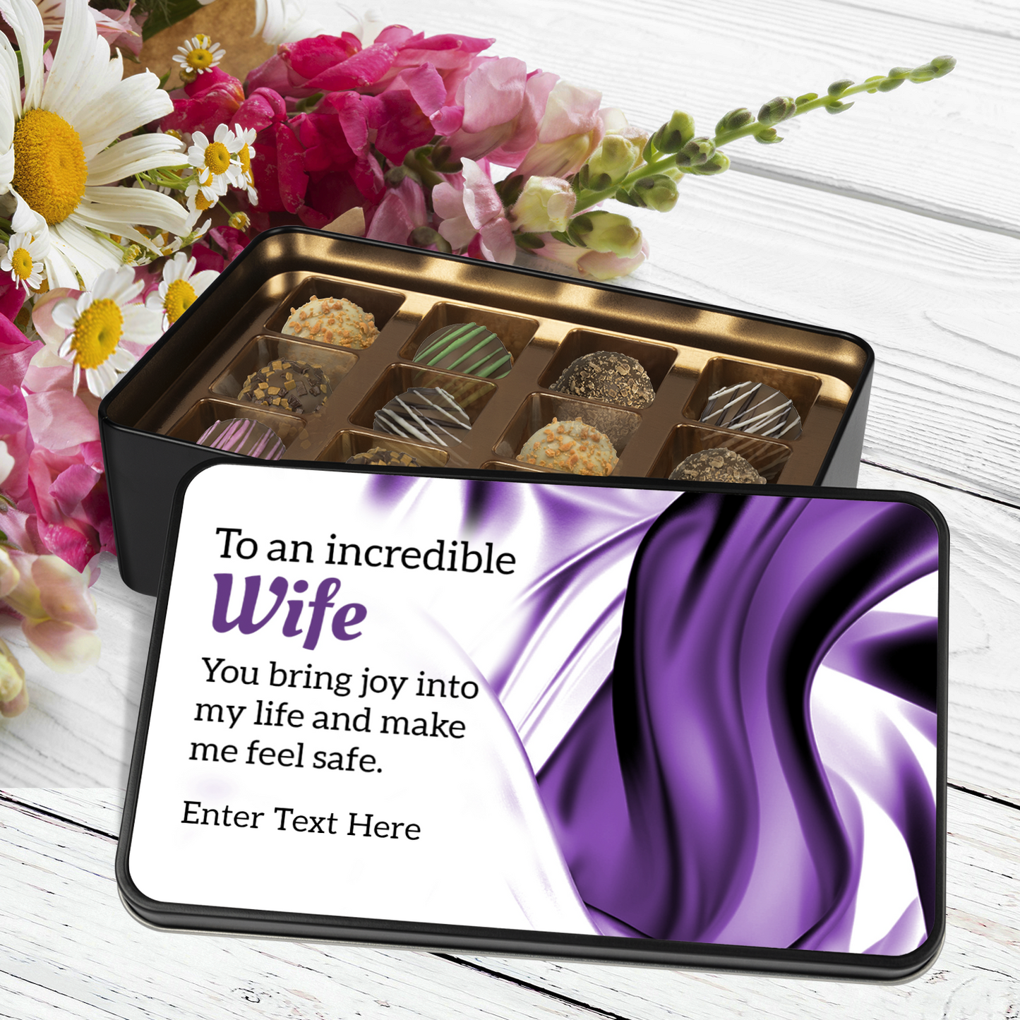 To An Incredible Wife Handmade Chocolates In A Personalized Keepsake Tin