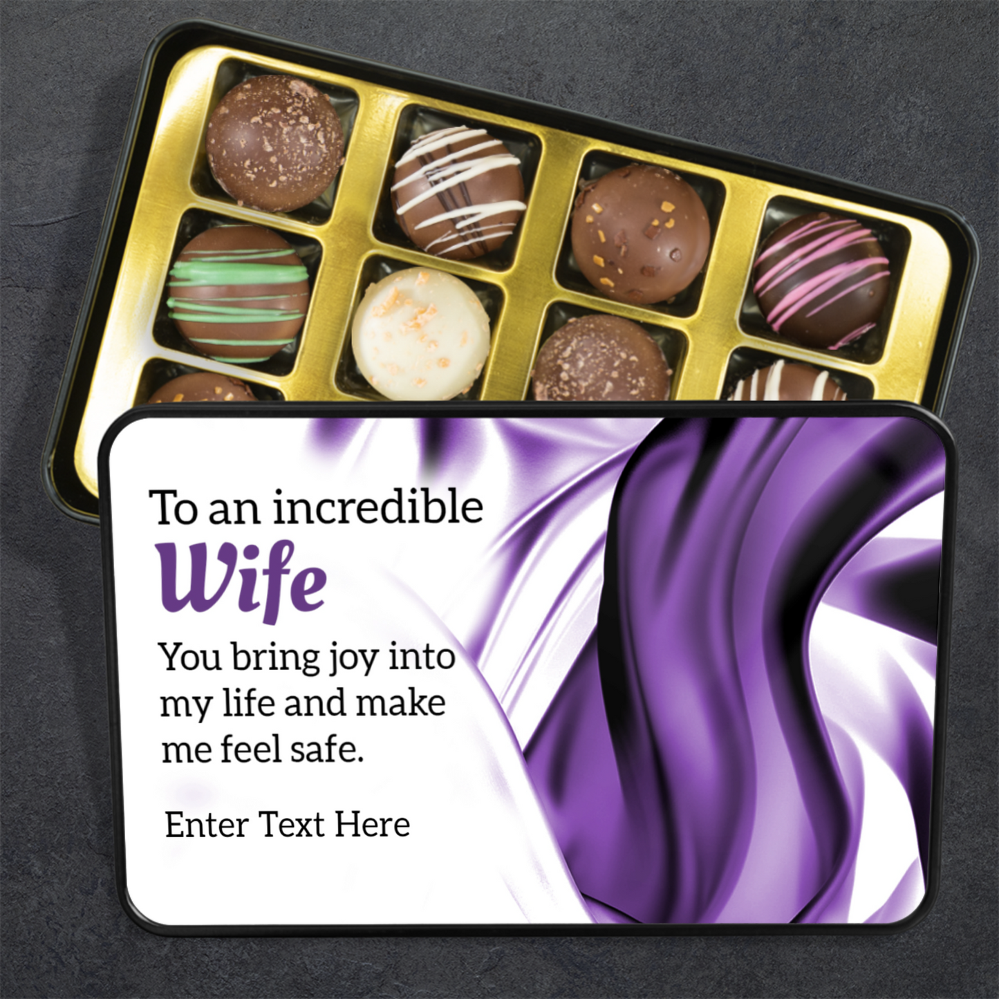 To An Incredible Wife Handmade Chocolates In A Personalized Keepsake Tin