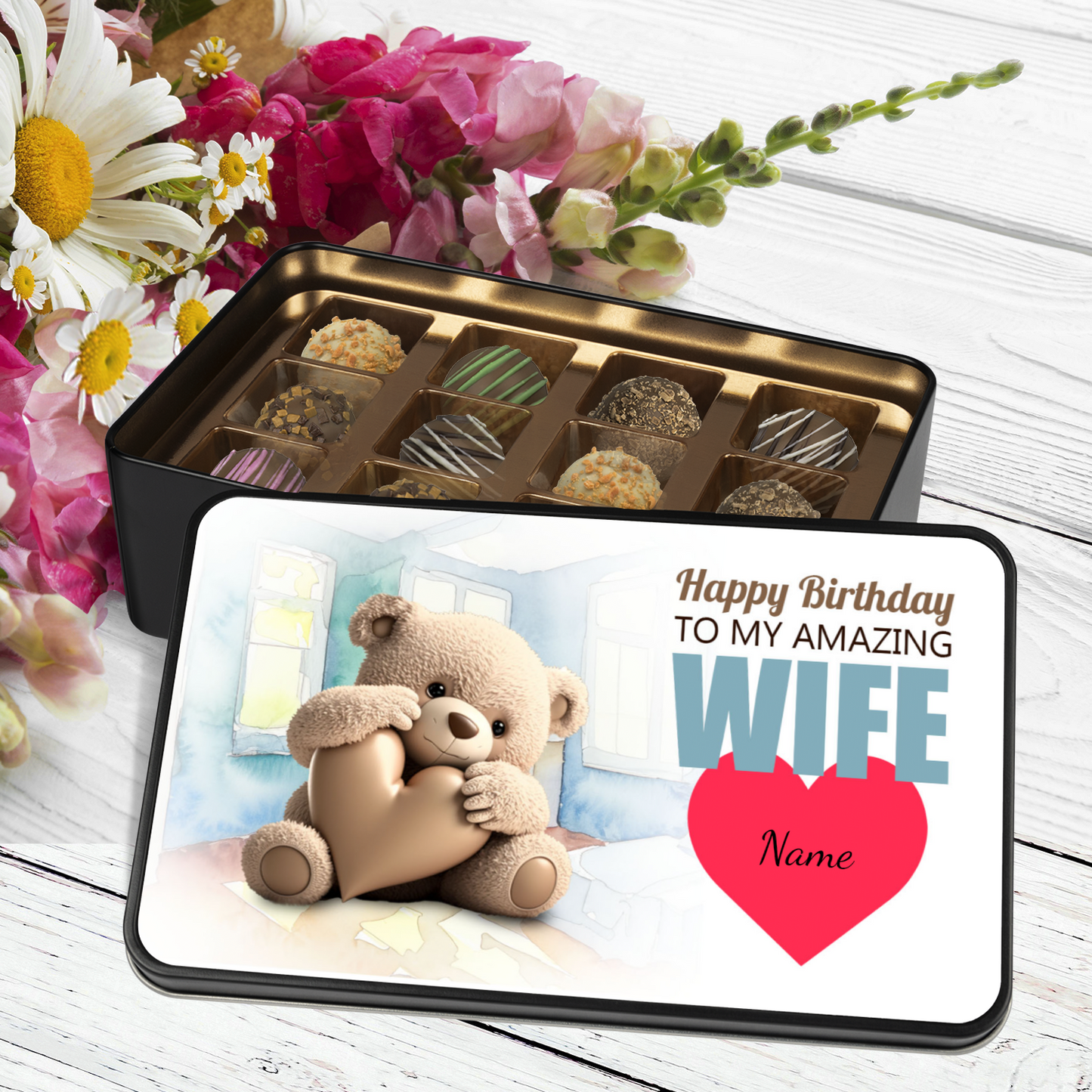 Happy Birthday To My Amazing Wife Handmade Chocolates In A Personalized Keepsake Tin