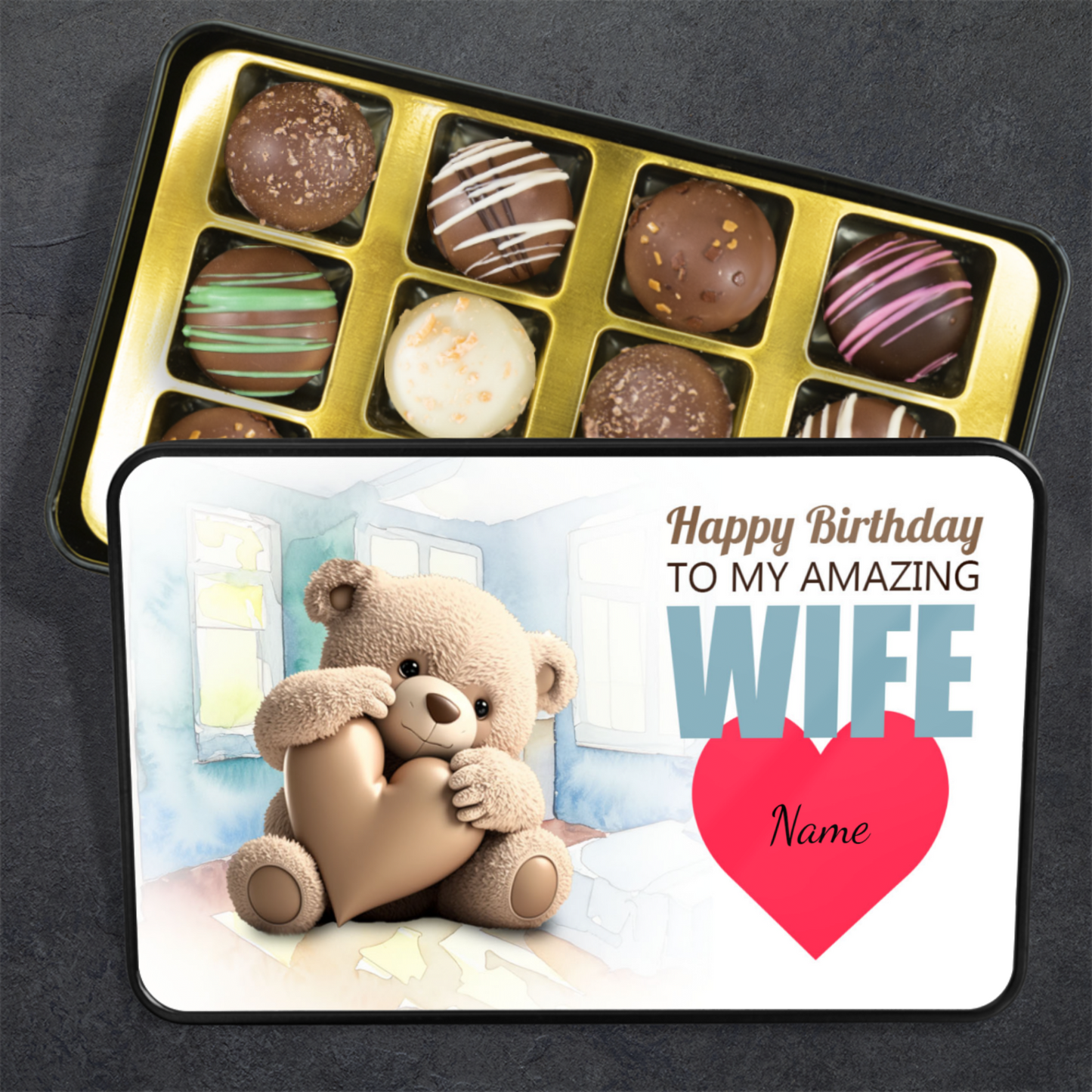 Happy Birthday To My Amazing Wife Handmade Chocolates In A Personalized Keepsake Tin