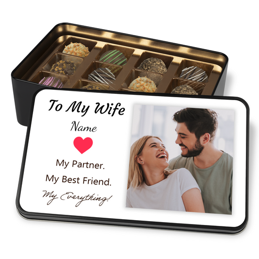 To My Wife My Partner My Everything Handmade Chocolates In A Personalized Keepsake Tin