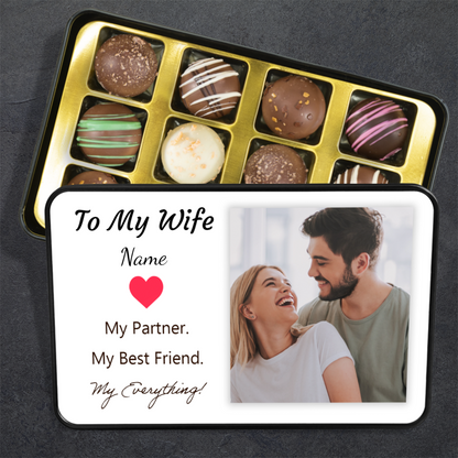 To My Wife My Partner My Everything Handmade Chocolates In A Personalized Keepsake Tin