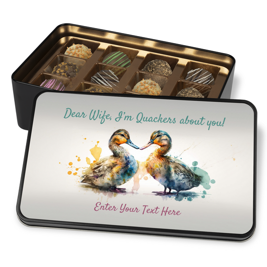 Dear Wife I'm Quackers About You Handmade Chocolates In A Personalized Keepsake Tin