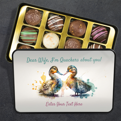 Dear Wife I'm Quackers About You Handmade Chocolates In A Personalized Keepsake Tin