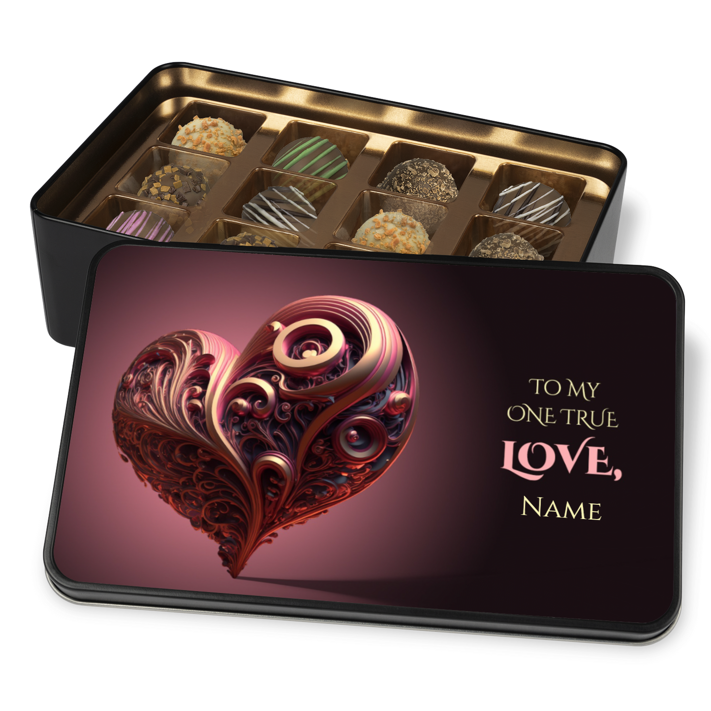 My One True Love Handmade Chocolates In A Personalized Keepsake Tin