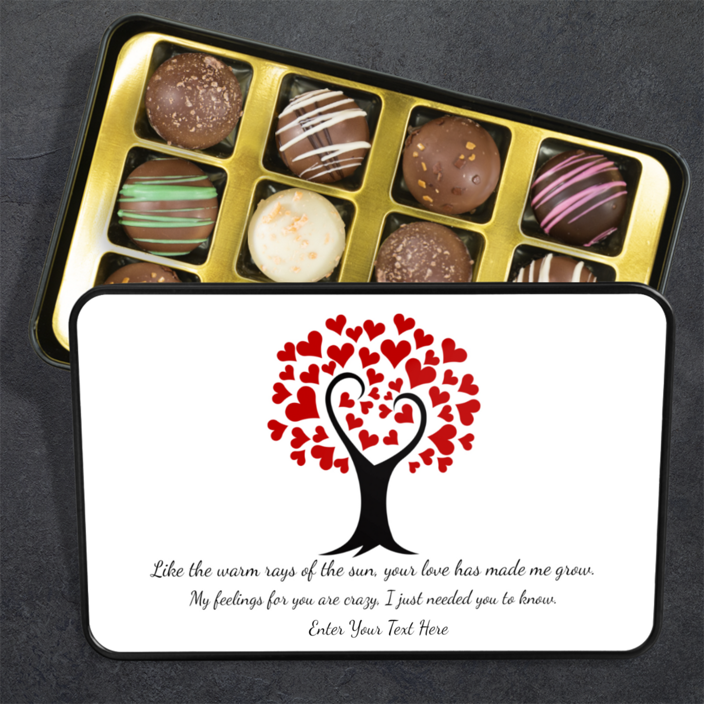 Your Love Makes Me Grow Handmade Chocolates In A Personalized Keepsake Tin