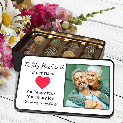 To My Husband Tin Of Handmade Chocolates