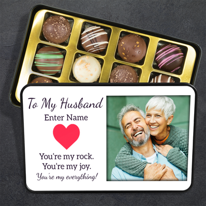 To My Husband Tin Of Handmade Chocolates